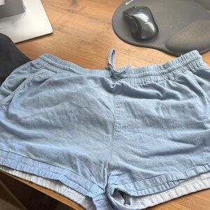 Hurley Light Blue Women's Drawstring Athletic Shorts